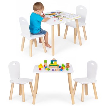Bērnu mēbeļu komplekts galdiņš un 2 krēsliņi ECOTOYS, balts