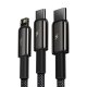 Baseus Tungsten 3in1 Data Charging Cable USB Type C / Apple iPhone Lightning / Micro USB, 3.5A, 1.5m | Uzlādēs Vads...