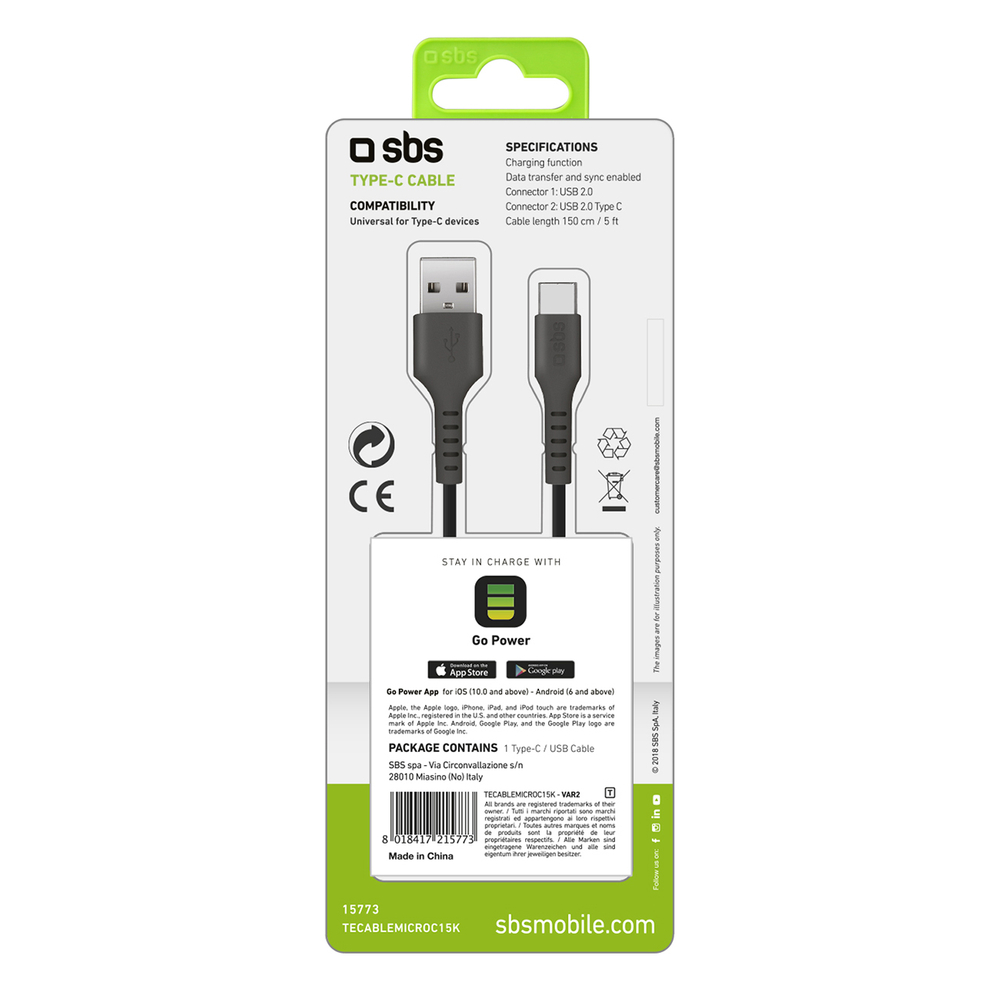 Datu kabelis USB 2.0 - C tipa melns | Data cable Type-C Black (0)