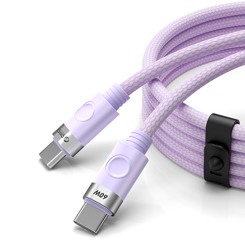 USB-C ar 1 m 5A 60 W kabeli - violets | to 1m 60W cable purple