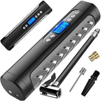 Portatīvais akumulatora gaisa kompresors auto un velo riepām, 10 bar, LCD displejs