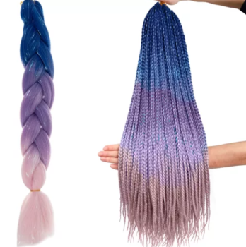 Kanekalons Sintētiskās Ombre Afro Bizes Frizūrām 60cm, Violets | Synthetic Ombre Afro Braids for Hairstyles