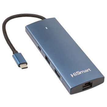 Adapteris USB Type-C uz HDMI, LAN, 3x Type-A, 1x Type-C, PD100W, SD+TF | Adapter to
