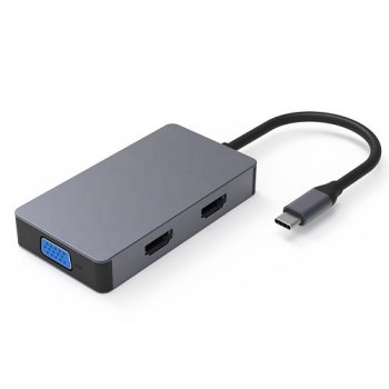 Adapteris USB Type-C - 2x HDMI, 1x VGA, Type-A, PD60W | Adapter