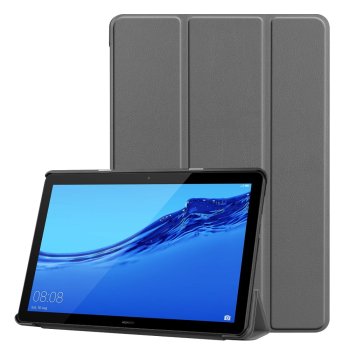 Huawei MediaPad T5 10.1" Tri-fold Stand Cover Case, Grey | Vāks Apvalks Pārvalks Grāmatiņa Planšetdatoram