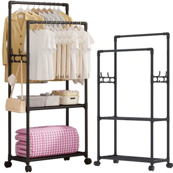Drēbju Pakaramais Plaukts Drēbju Statīvs uz Riteņiem | Clothes Hanger Rack Rail