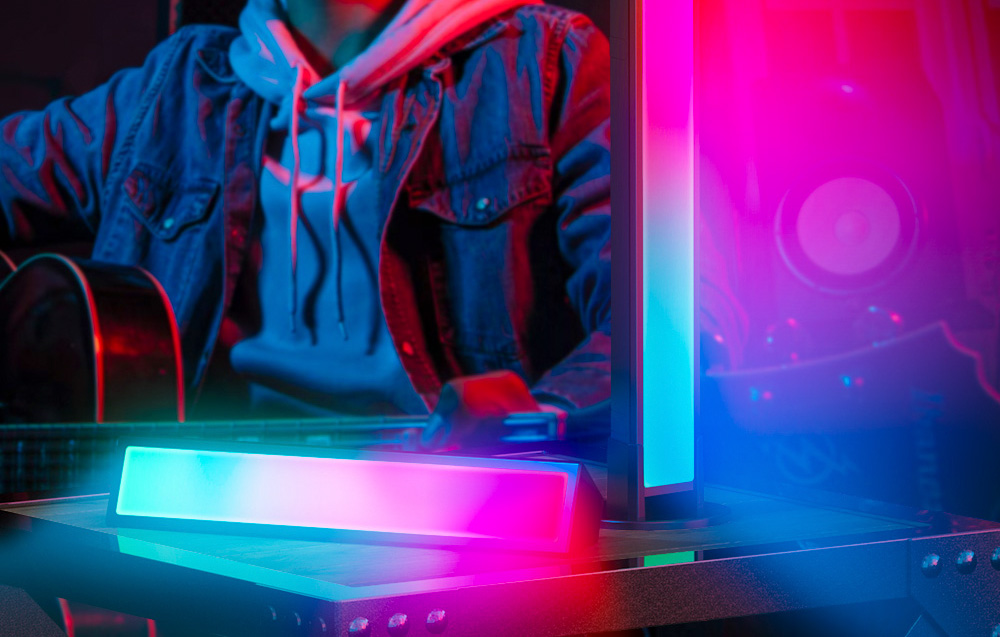 Blitzwolf BW-LB1 Bluetooth Galda Gaismas TV Lampu Komplekts RGB, 11W | Smart Desk TV Table Lamp Set Lighting Ambilight (1)