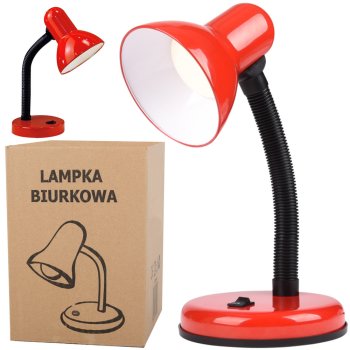 Regulējama skolas galda lampa ar elastīgu kāju, nakts lampa, sarkana
