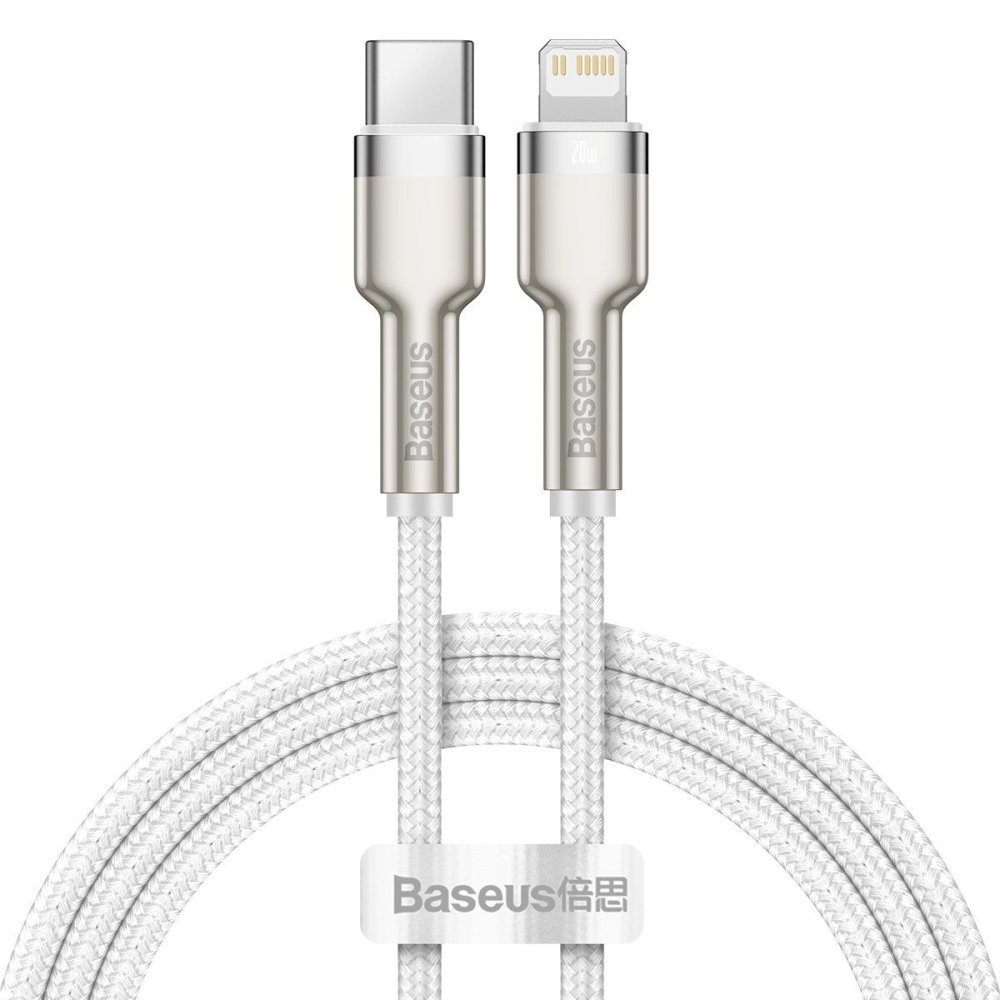 USB-C uz Lightning kabelis Baseus Cafule 20W 1m Balts (0)