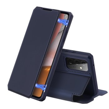 Samsung Galaxy A72 (SM-A725F/DS) DUX DUCIS Skin X Auto-absorbed Leather Cell Phone Case Cover, Blue | Telefona Vāciņš Maciņš Apvalks Grāmatiņa
