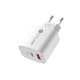 A6MaxL 20 W USB-A USB-C sienas lādētājs ar USB-C – USB-C 1 m kabeli – balts