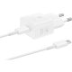 Samsung EP-T2510XWEGEU 25W SFC GaN sienas lādētājs ar USB‑C kabeli – balts