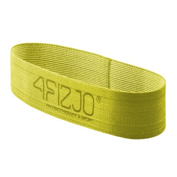 4Fizjo Flex Band Auduma vingrošanas pretestības fitnesa gumijas lente - Dzeltena (vislielākā pretestība) | Mini Bands Loop Flexible Rubber Training Tapes