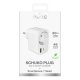 Puro 20 W Power Delivery lādētājs ar Schuko spraudni un rozeti, 1x USB-C + 1x USB-A – balts