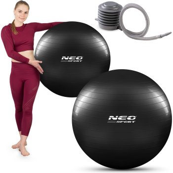 Neo-Sport vingrošanas bumba 75cm NS-952 melna - treniņu mājas fitnesam
