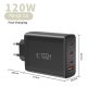 Tech-Protect NC120W-GAN 4-portu 120W sienas lādētājs – melns