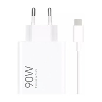 Xiaomi HyperCharge Combo 90W 6.1A USB-A sienas lādētājs ar USB-C kabeli – balts