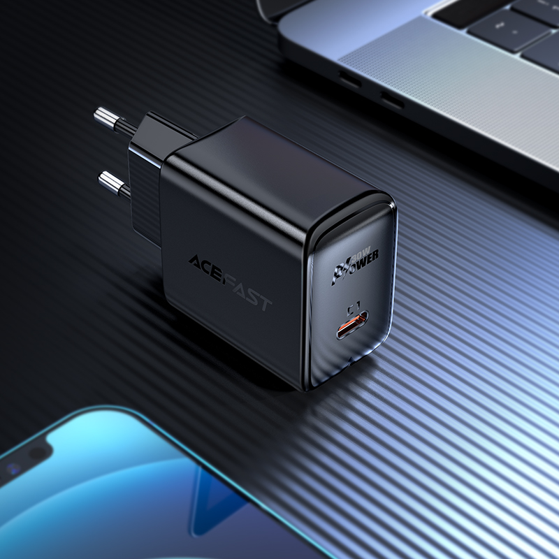 Acefast GaN USB Type-C 30W lādētājs, PD, QC 3.0, AFC, FCP, melns (A21 black) (2)