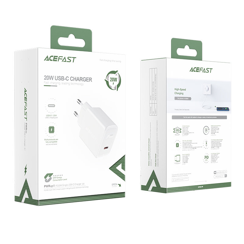 Acefast ātrais lādētājs USB Type C 20W Power Delivery balts (A1 EU white) (3)