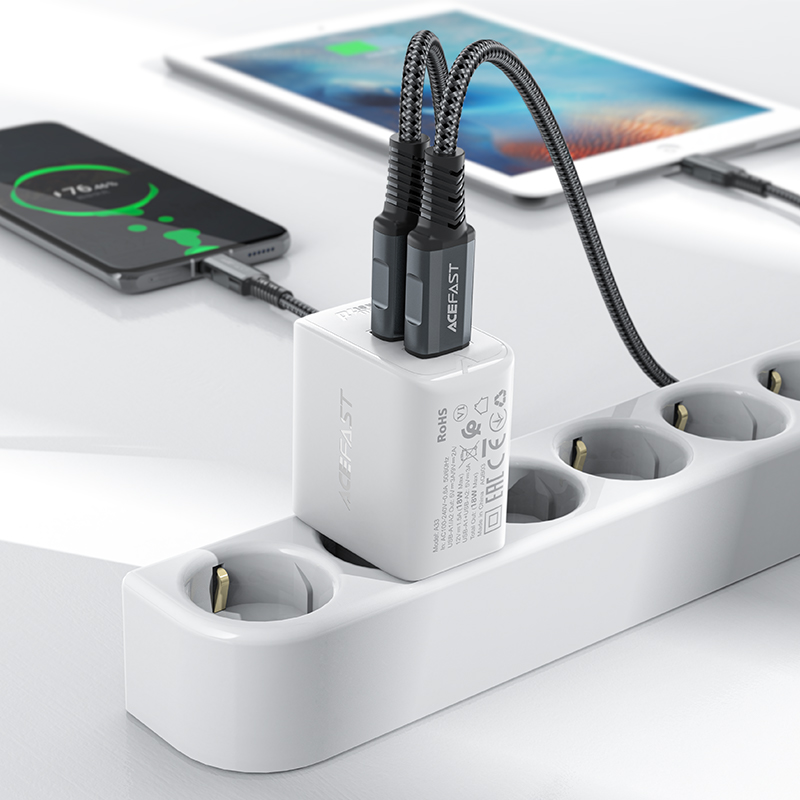 Acefast lādētājs 2x USB 18W QC 3.0, AFC, FCP balts (A33 white) (2)