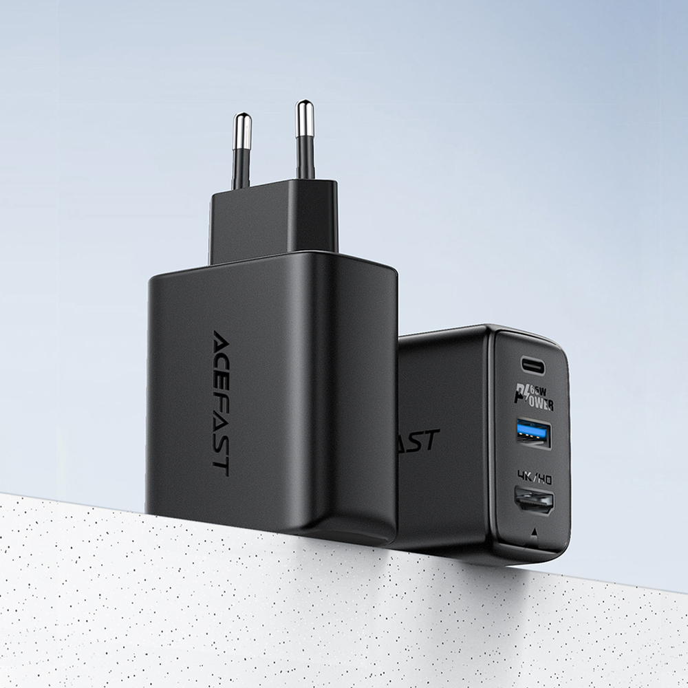 Acefast 2in1 lādētājs GaN 65W USB Type C / USB, HDMI 4K @ 60Hz adapteris (komplekts ar kabeli) balts (A17 white) (3)