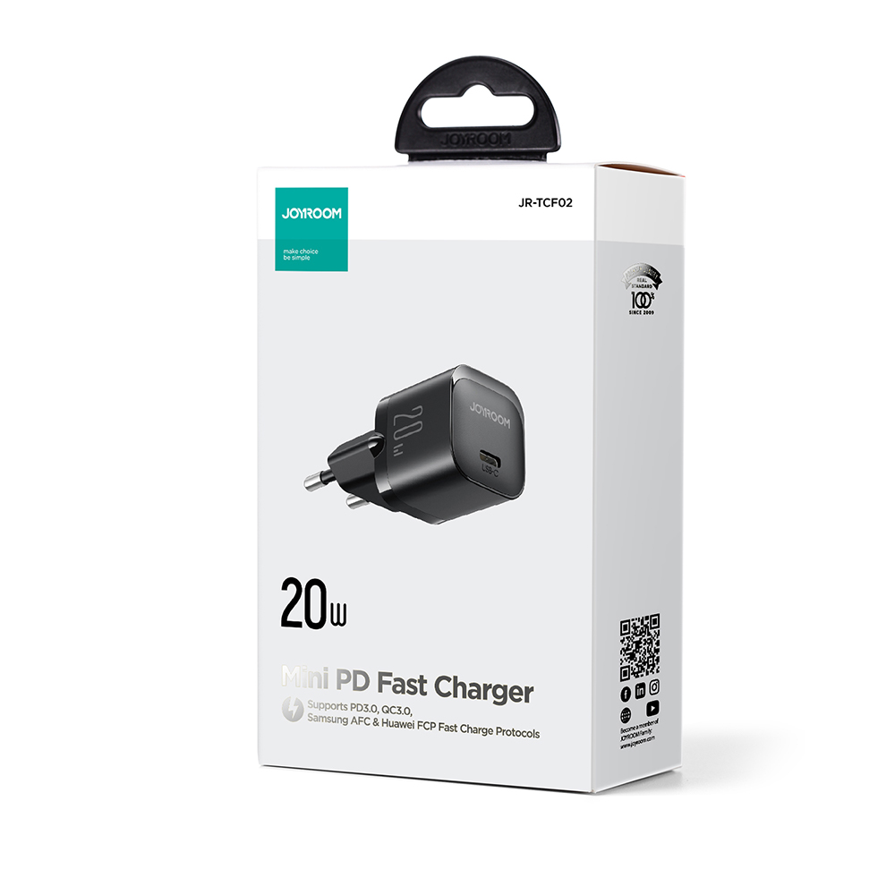 Mini lādētājs USB C 20W PD Joyroom JR-TCF02 - melns (1)