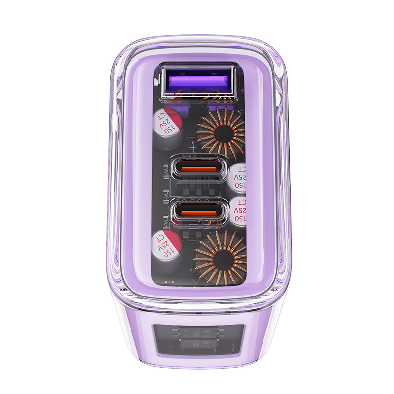 Acefast lādētājs GaN 65W ar 3 portiem (1xUSB, 2xUSB-C) violets (A45) (3)