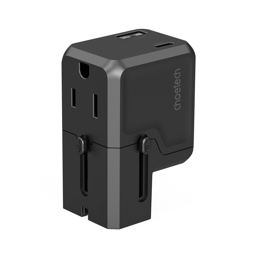 Choetech PD6038 USB-C USB-A PD 20W ceļojumu lādētājs USA EU UK AU - melns (0)