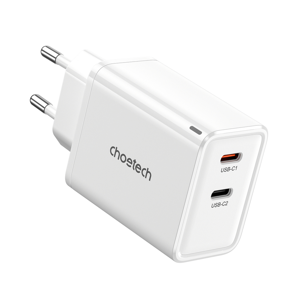 Choetech PD6013 2x USB-C PD 65W GaN sienas lādētājs – balts (0)