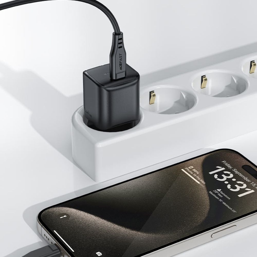 Acefast A73 Mini PD 20W GaN USB-C sienas lādētājs – melns (0)