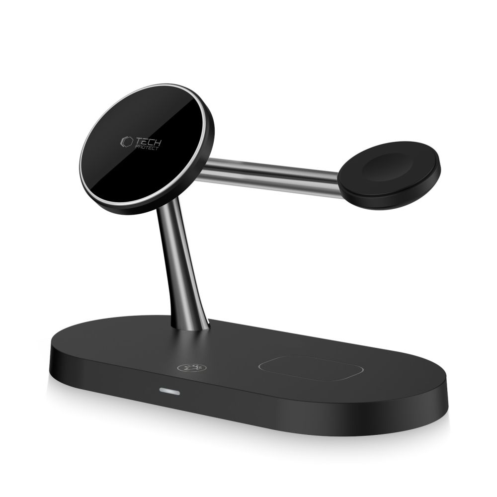 Tech-Protect A12 3in1 MagSafe induktīvā lādētāja stacija viedtālrunim/austiņām/viedpulkstenim – melna (1)