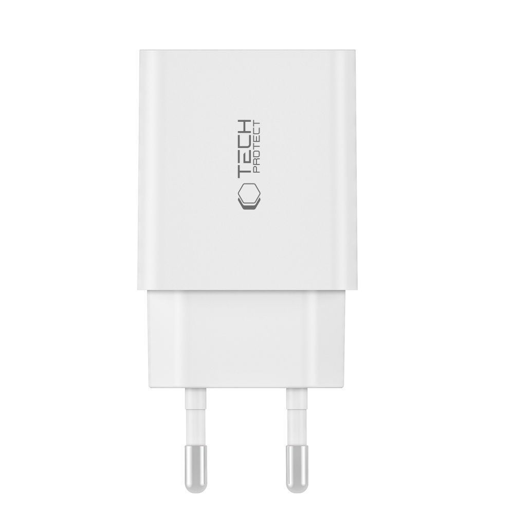 Tech-Protect C35W 2x USB-C PD 35W lādētājs ar USB-C / USB-C kabeli - balts (2)