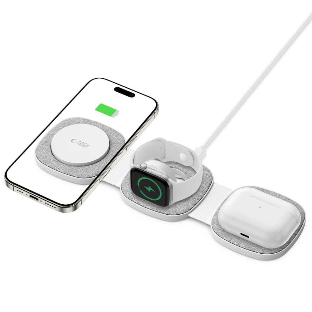Tech-Protect QI15W-A32 3-in-1 induktīvā lādētāja stacija ar MagSafe viedtālrunim / Apple Watch / AirPods –... (0)