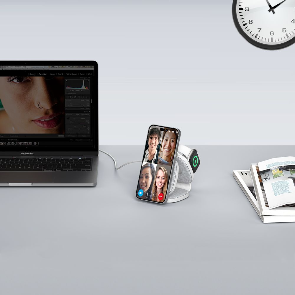Tech-Protect QI15W-A32 3-in-1 induktīvā lādētāja stacija ar MagSafe viedtālrunim / Apple Watch / AirPods –... (3)