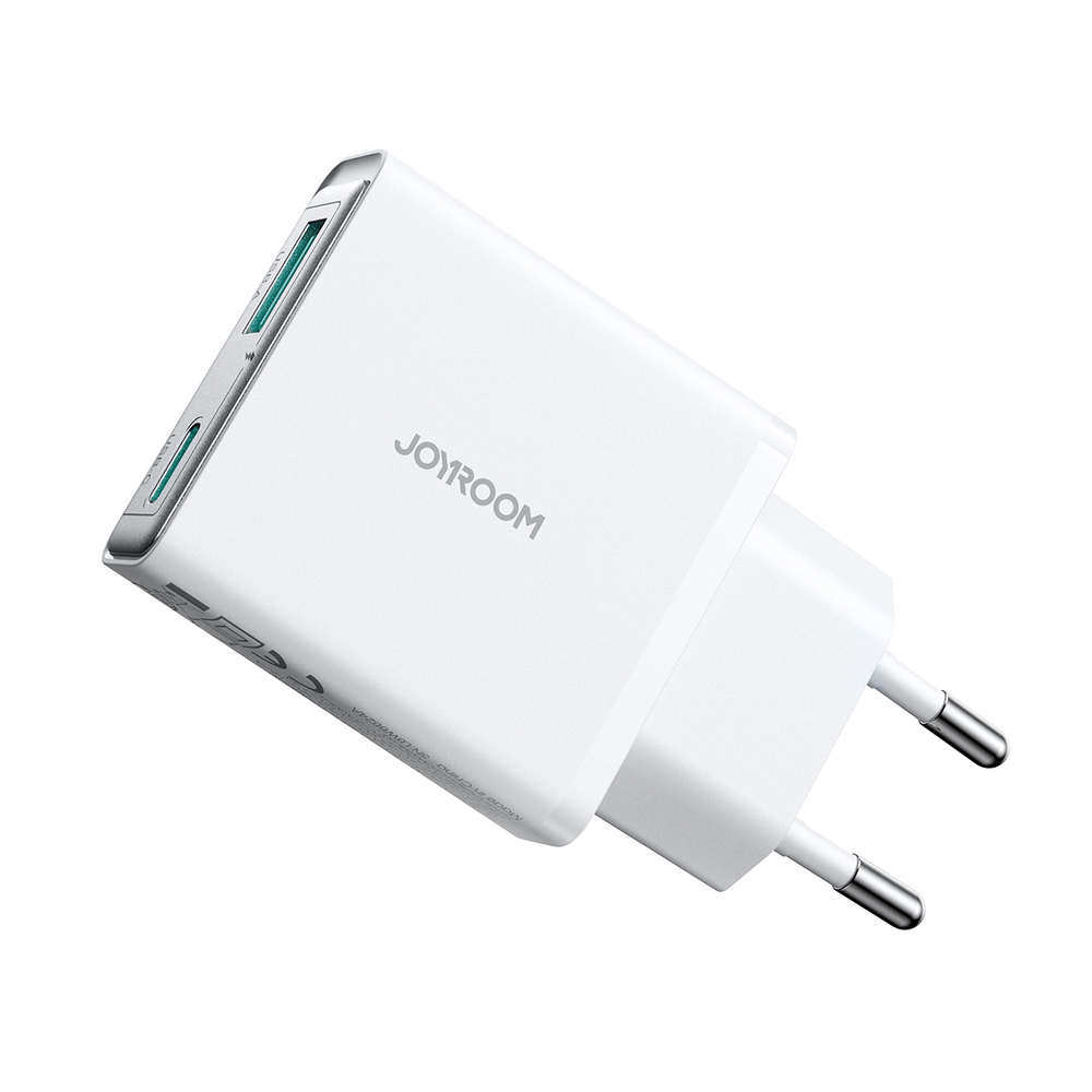 Joyroom JR-TCF14 20W USB-A USB-C īpaši plāns sienas lādētājs – balts (1)