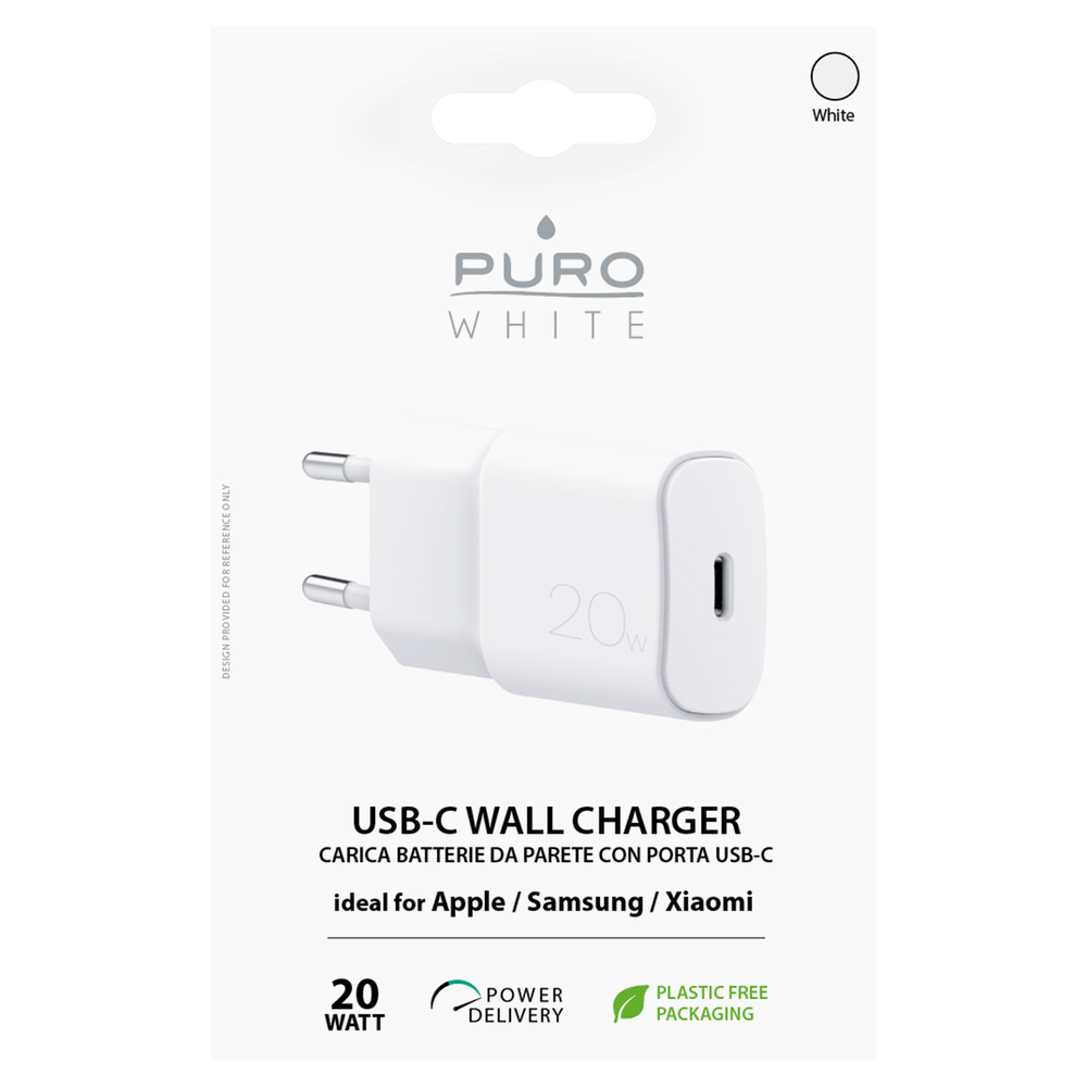 Puro White 20W Power Delivery USB-C sienas lādētājs – balts (0)