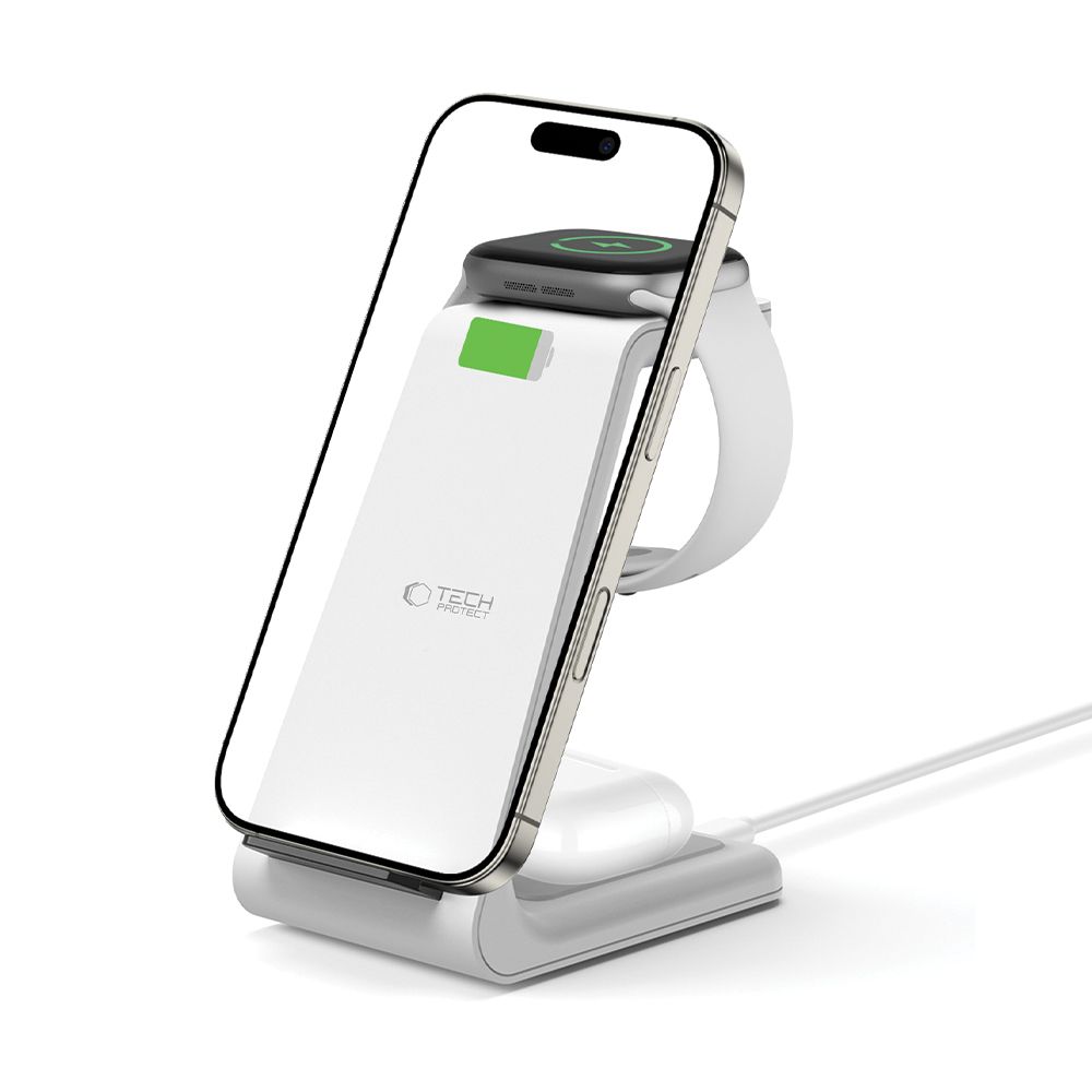 Tech-Protect QI15W-A36 3in1 uzlādes stacija Apple ierīcēm – balta (0)
