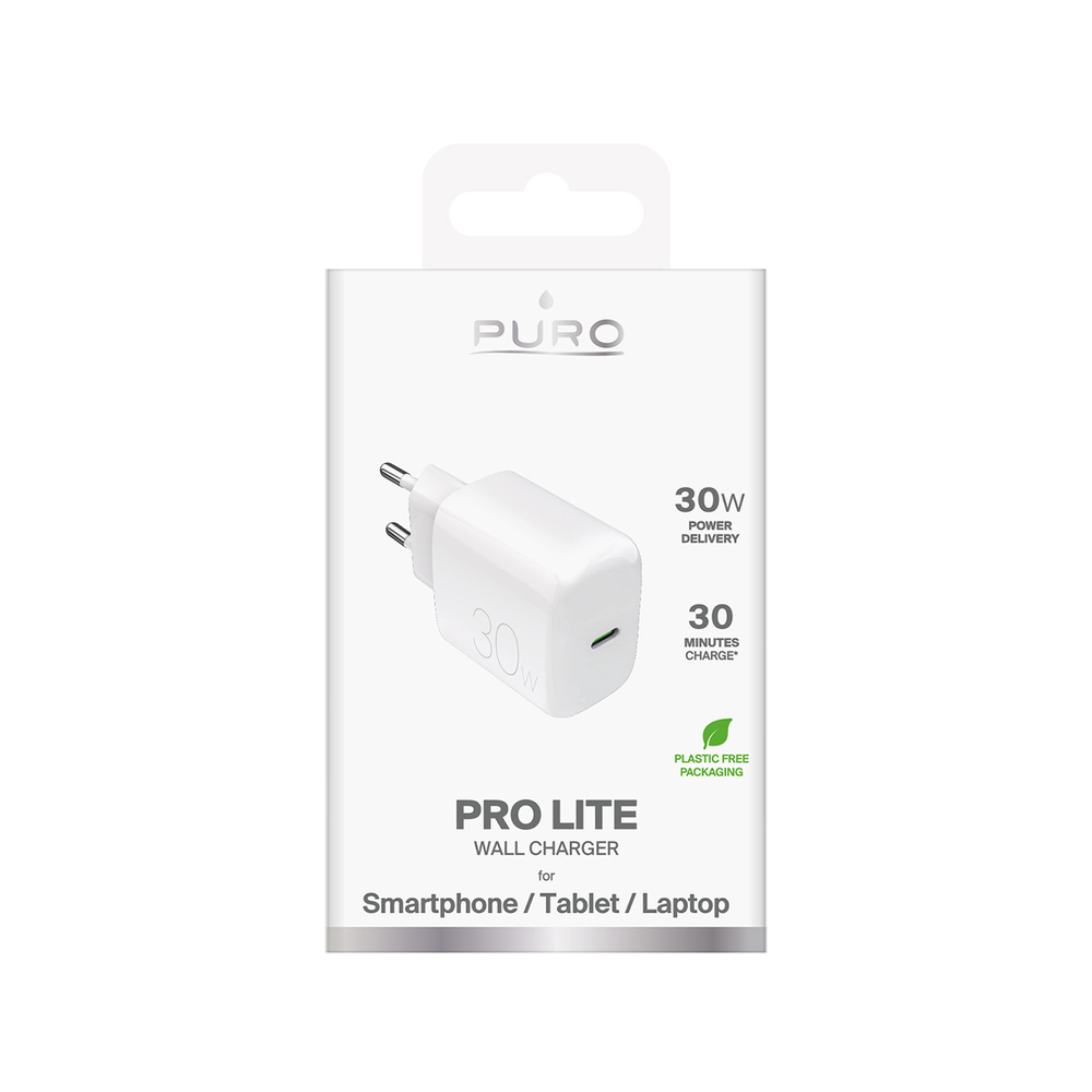 Puro PROLITE 30W USB-C sienas lādētājs – balts (0)