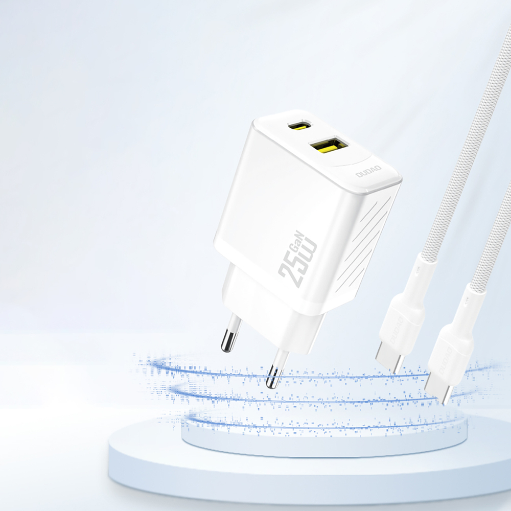Dudao A26T GaN 25W USB-A, USB-C lādētājs – balts (0)