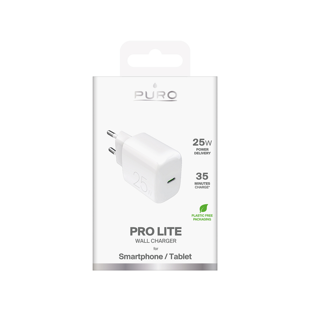 Puro Daily Prolite 25W USB‑C Power Delivery lādētājs – balts (0)