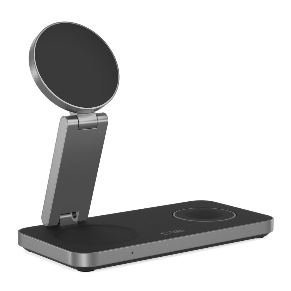 Tech-Protect QI15W-A47 MagSafe 3in1 induktīvā lādētājs + USB-C kabelis – melns (1)