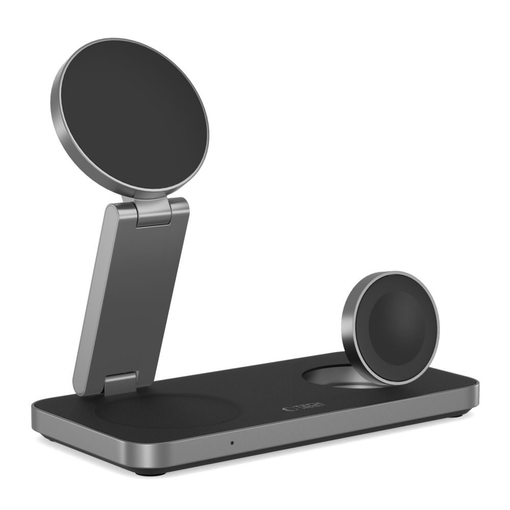 Tech-Protect QI15W-A47 MagSafe 3in1 induktīvā lādētājs + USB-C kabelis – melns (2)