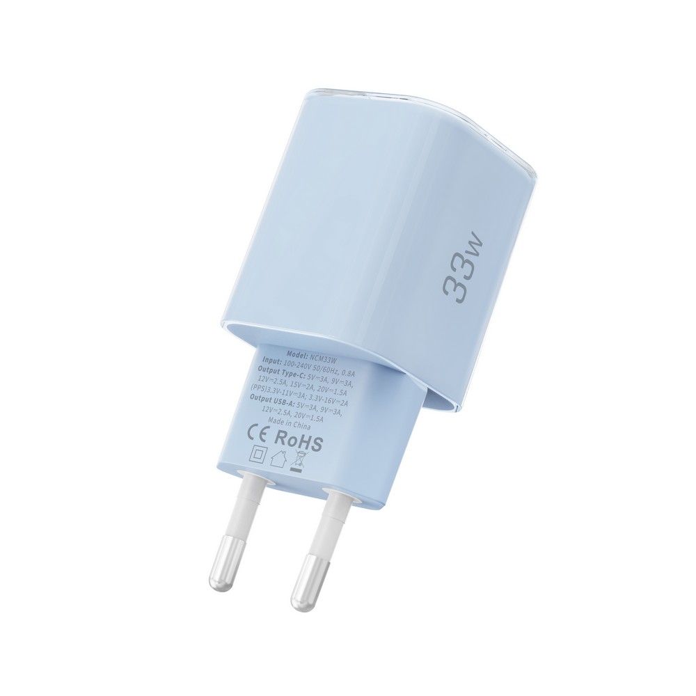 Tech-Protect NCM33W 2-portu PD33W/QC3.0 sienas lādētājs – zils (2)