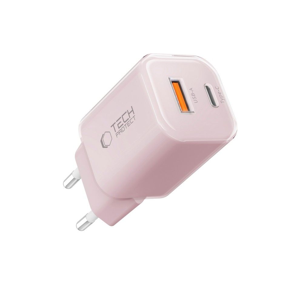 Tech-Protect NCM33W 2-portu PD33W/QC3.0 sienas lādētājs – rozā (0)