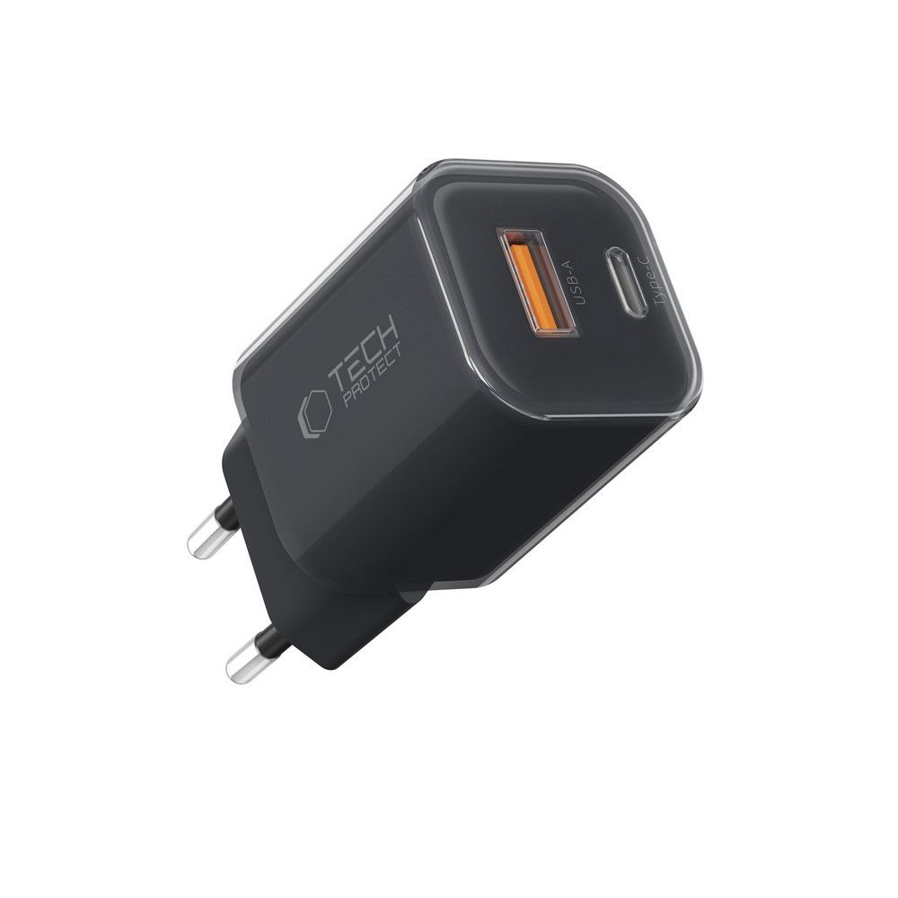 Tech-Protect NCM33W 2-portu PD33W/QC3.0 sienas lādētājs – melns (0)