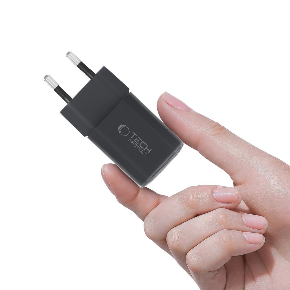 Tech-Protect NCM33W 2-portu PD33W/QC3.0 sienas lādētājs – melns (3)