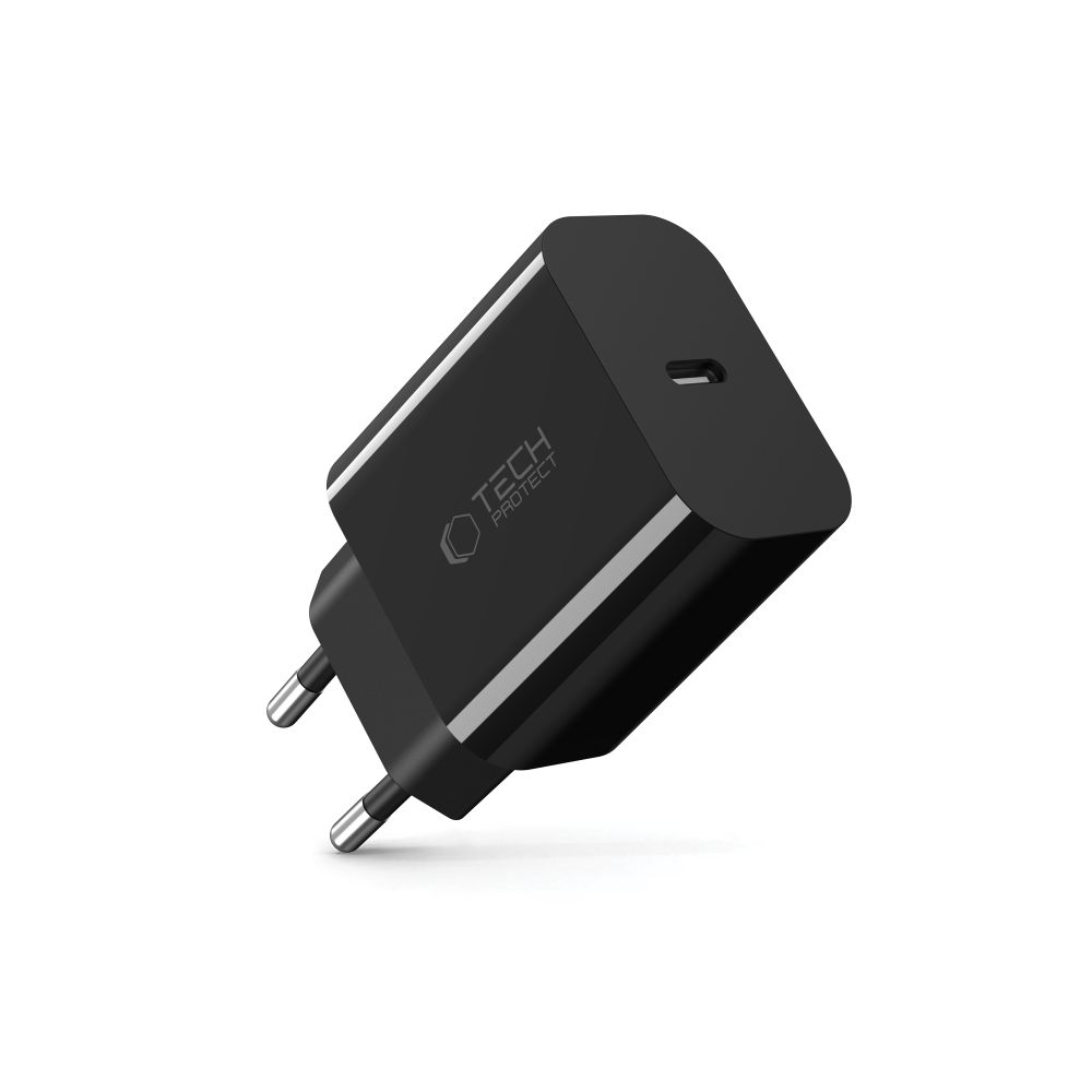 Tech-Protect NC20W USB-C 1-Porta PD20W sienas lādētājs – melns (0)
