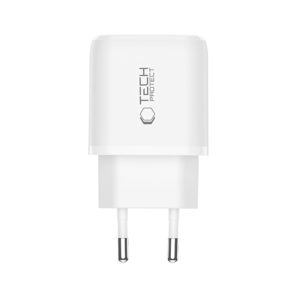 Tech-Protect NCA20 PD 20W QC3.0 USB-A / USB-C sienas lādētājs – balts (2)