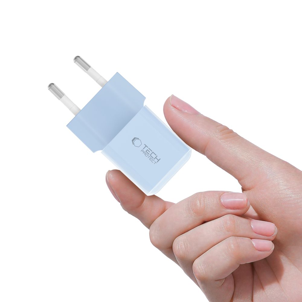 Tech-Protect NCM25 USB-C PD 25W sienas lādētājs – zils (3)