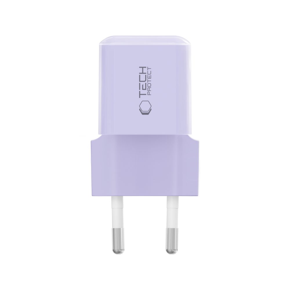 Tech-Protect NCM25 USB-C PD 25W sienas lādētājs – violets (1)